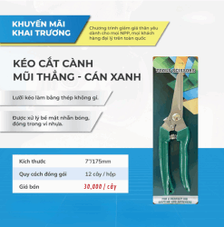 Kéo cắt cành mũi thẳng - cán xanh